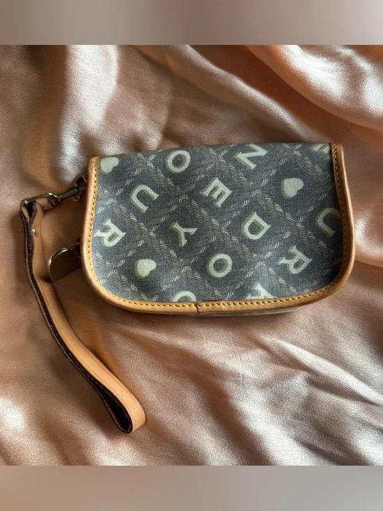 Vintage Dooney and Burke Classic Logo Wristlet Mini Bag with tan trim - Picture 2 of 7